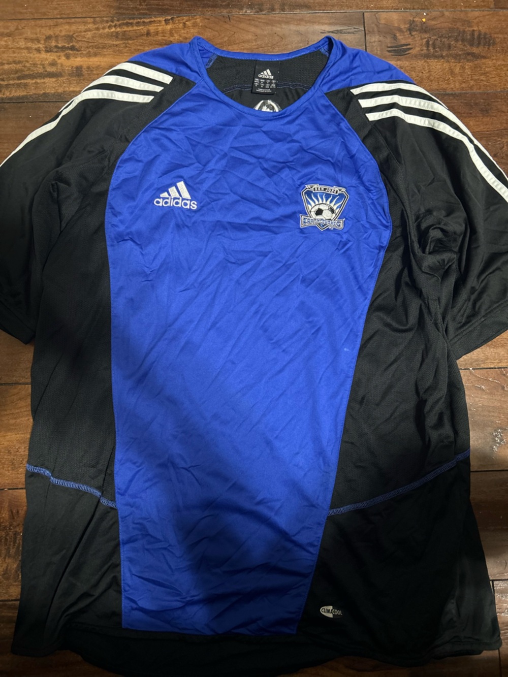 Adidas Blue & Black Soccer Jersey with Crest 2004 San Jose earthquake’s